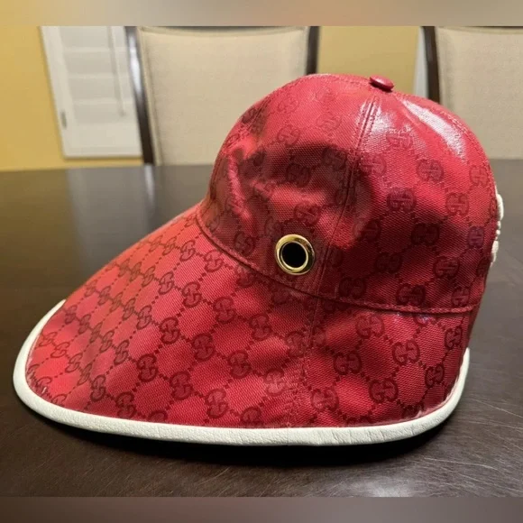 New Gucci x Adidas Wide Brim GG Supreme Logo Hat Red White Size M - Picture 6 of 14
